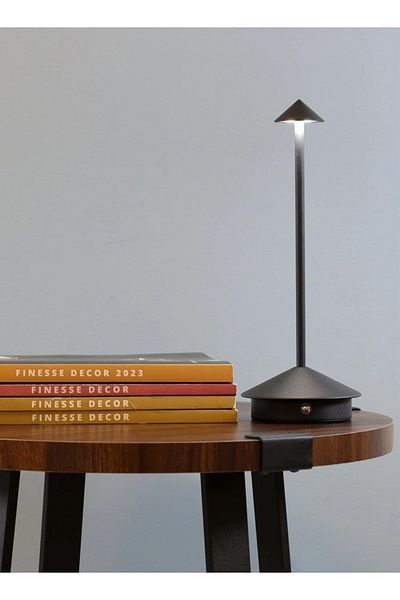 Taimi Wireless Touch Dimmable Table Lamp, Battery Operated, Rechargeable 1500mAh, 3-Color LED, Black