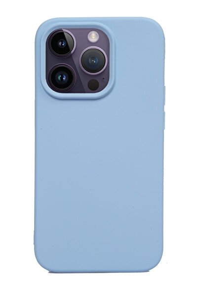 Merwish Apple iPhone 12 Promax Compatible Velvet Inside Logo Launch Silicone Case Cover Baby Blue