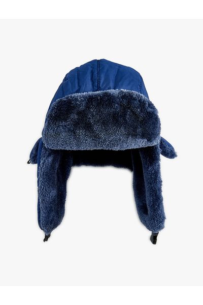 Koton Water Repellent Snow Cap with Faux Fur Inside - Ear Flap and Chin Tie Detail