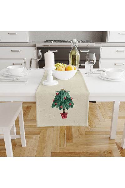 Filamente Christmas Patterned Digital Printed Runner - New Year 140X40 cm