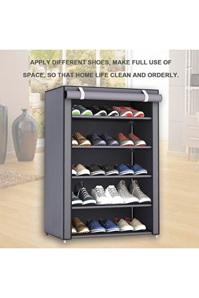 Taimi  Shoes Rack 5 Shelves With Stainless Steel Frame Grey 60X30X90Cm