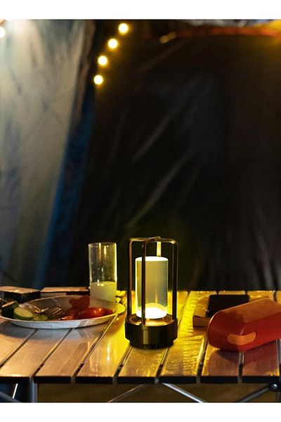 Taimi Crystal Lantern Table Lamp, Modern Wireless Rechargeable, Dimmable Night Light, Gold