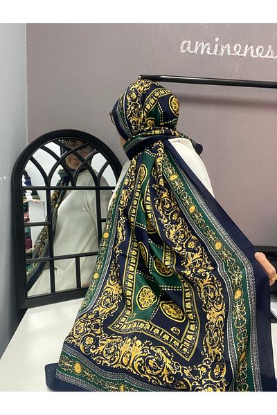 AMİNENESİL Cardion Premiumm Ammoniase Shawl - Σμαραγδένιο Navy Blue Χρώμα