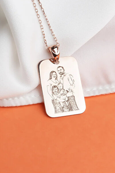 Glorria Kişiye Özel Aile Fotoğraflı Gümüş Kolye