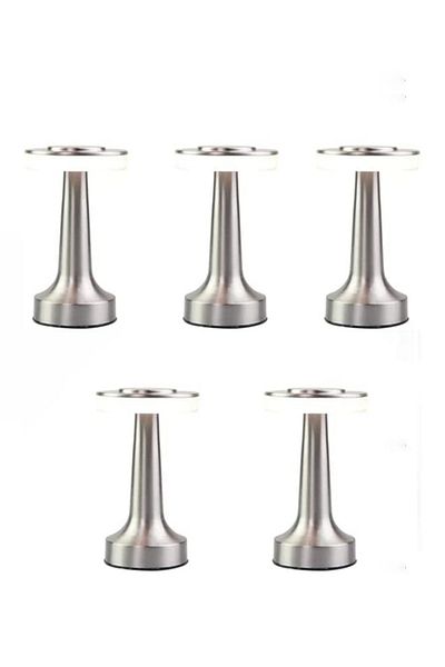 Taimi 5-Pieces Portable LED Table Lamp with Touch Sensor 1000mAh Thin corner Silver