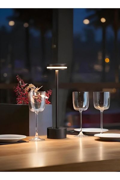 Taimi Slim Angle Wireless LED Table Lamp, Aluminum Shade, 1800mAh Battery, Black