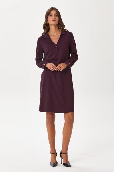 İKİLER Polo Yaka Uzun Kol Elbise 245-2500