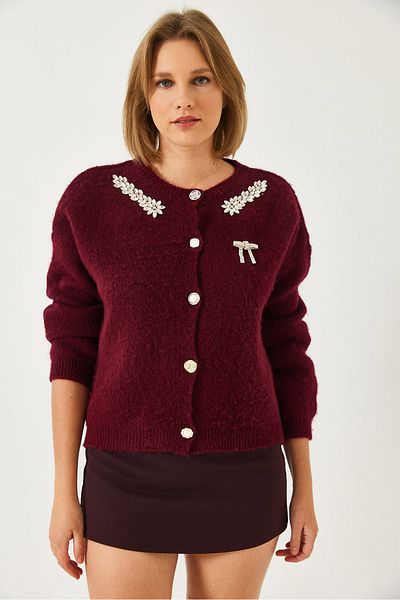 Bianco Lucci Women's Rhinestone Sweater Cardigan 20246266