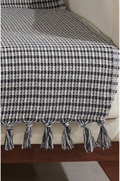 Lux Touch Luna Anthracite & Grey Plaid Armchair - 180X200 cm Cotton Couch Sofa Bedside