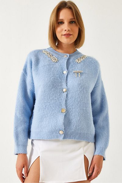 Bianco Lucci Women's Rhinestone Sweater Cardigan 20246266