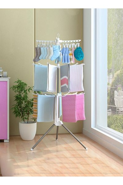Taimi Portable 3-Tier Garment Drying Rack, Foldable Stainless Steel, Indoor/Outdoor Laundry Dryer.
