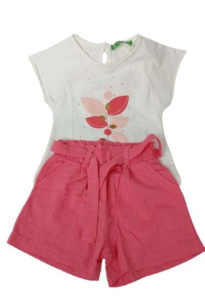 fancykidsantalya Girl's Double Suit Ecru - Pink