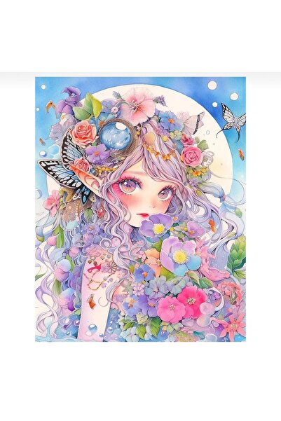 OZN AKSESUAR طقم أدوات تطريز حجر الماس 5D مقاس 27 × 33 سم نمط فتاة الزهور