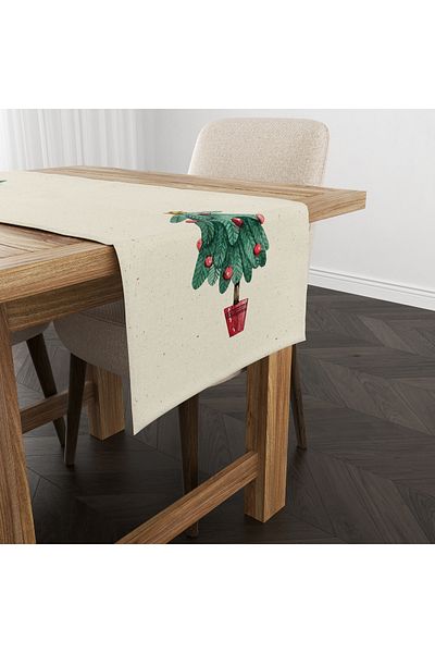 Filamente Christmas Patterned Digital Printed Runner - New Year 140X40 cm