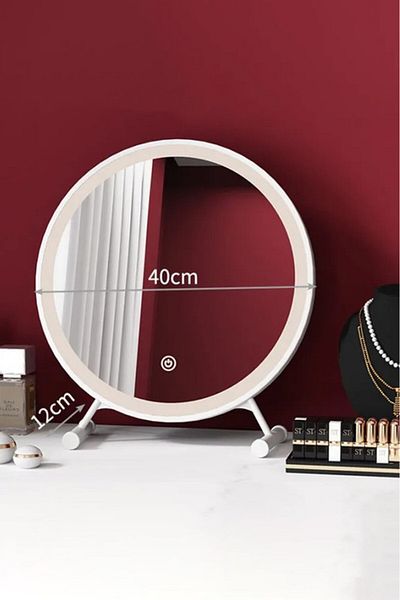 Taimi White Round Makeup Mirror 40cm With 3 Lighting Modes