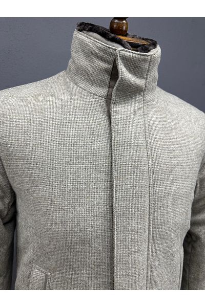 ALTINYILDIZ CLASSICS Standard Fit Regular Cut Wool Elastic Beige Stamp Coat