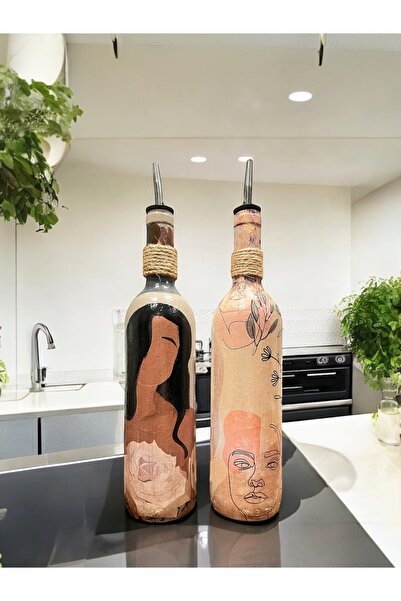 Mes Reves طقم صلصة نسائية مجردة بنمط بوهيمي - وعاء زيت وخل ديكور للمنزل والمطبخ