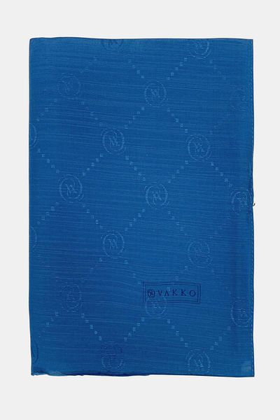 Vakko Βαμβακερό μεταξωτό σάλι - Μονόγραμμα - Ανοιχτό Σαξ