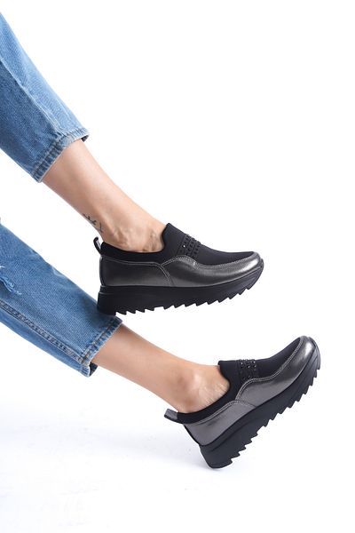 DELSOLERA Piele Fără șireturi Piatră Talpă groasă Pantofi sport casual