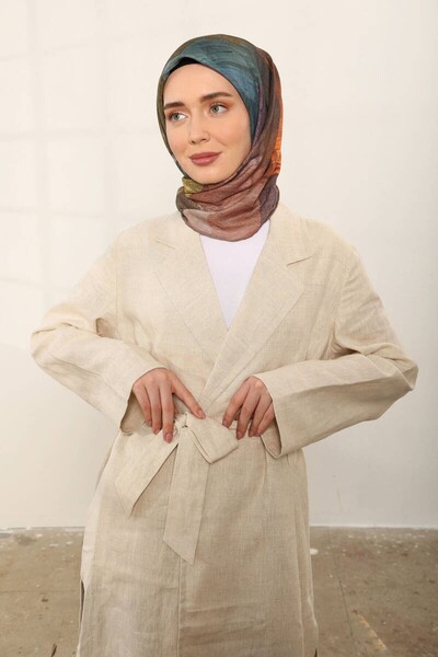 shantuQ Помаранчево-зелений цифровий перехід кольорів М'який шарф