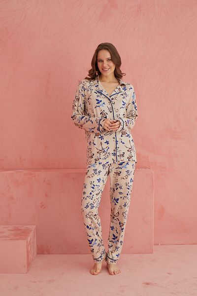 ELİTOL Multicolor Patterned Viscose Front Button Pajamas Set