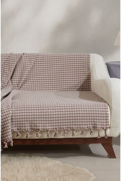 Lux Touch Калъф за диван Luna Milky Coffee & Beige Plaid 180 X 200 см, памук
