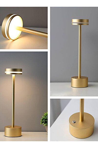 Taimi Slim Angle Wireless LED Table Lamp, Aluminum Shade, 1800mAh Battery, Gold