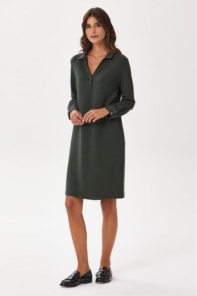 İKİLER Polo Yaka Uzun Kol Elbise 245-2500