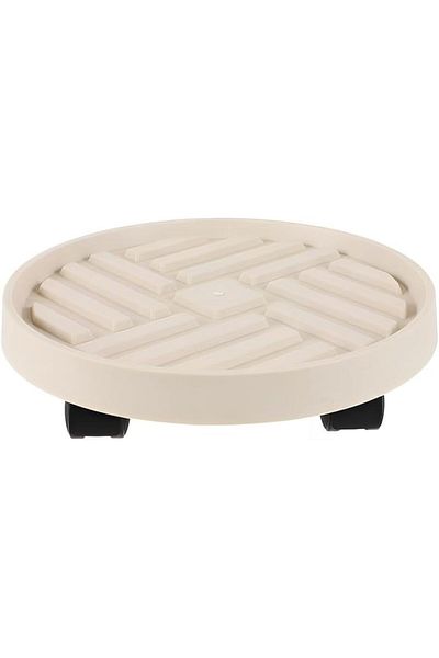 Taimi Plant Caddy with Wheels Heavy-Duty Movable Planter Dolly-White-34.8CM