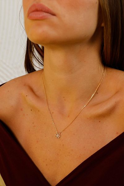 Modex Gold Snowflake Zircon Stone Necklace