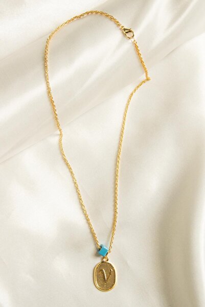 Modex Burgulu Zincir V Harfi Kolye Sevgiliye Hediye