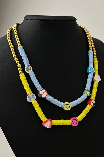 Modex Colorful Figured Double Fimo Necklace (Size:43+5 cm)