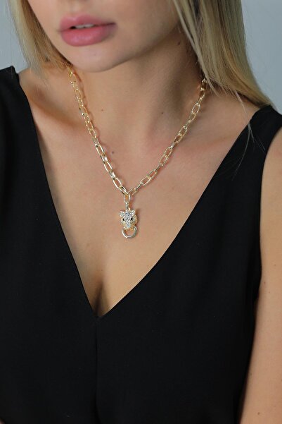 Modex قلادة على شكل نمر ذهبي اللون