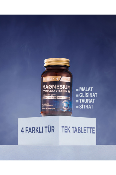 Nutraxin Magnesium Complex ve Vitamin B6 İçeren 60 Tablet + 100ml Facial Cleanser Jel Hediye