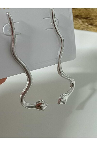 mos&more Silver Snake Design Large Women's Earrings
