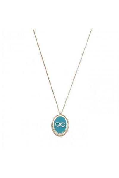 Modex Green Enamel Gold Yellow Infinity Figure Necklace