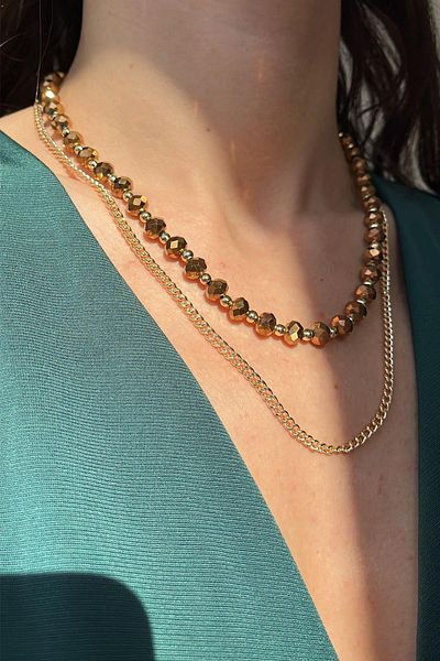 Modex Crystal Beaded Double Necklace