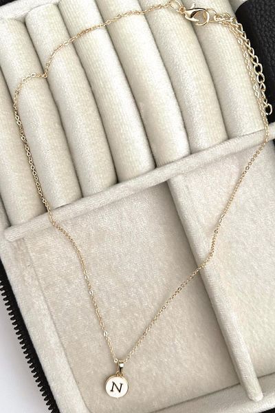 Modex Gold Enamel Letter N Necklace (45cm)