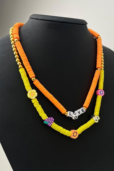Modex Double Fimo Necklace with Fruit Figure (Size 43+5 cm)