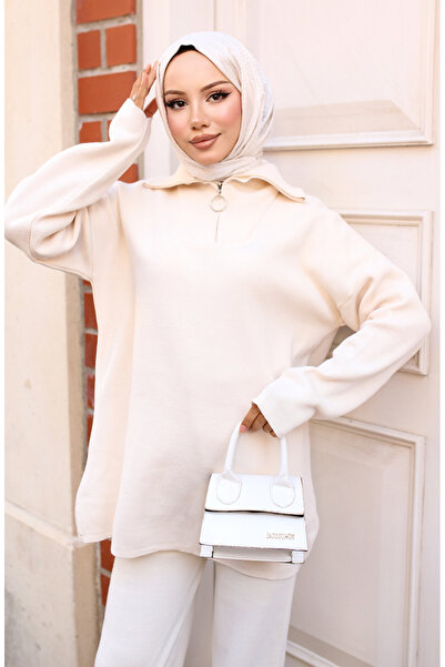 sefamerve Σετ πλεκτό με φερμουάρ πέτρας 3109-02