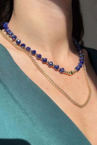 Modex Star Figured Crystal Bead Double Necklace