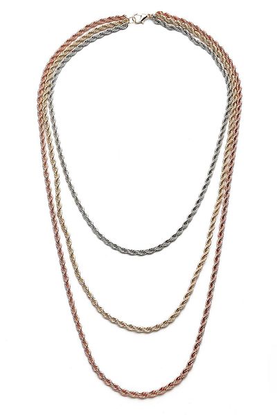Modex Twist Chain Three Color Necklace