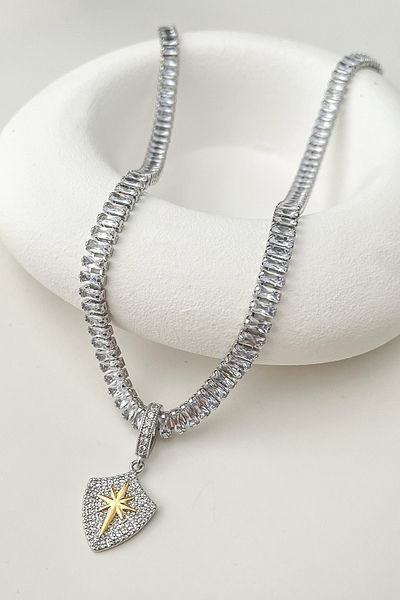 Modex Stone Detailed Special Series North Star Necklace - 44Cm+7Cm