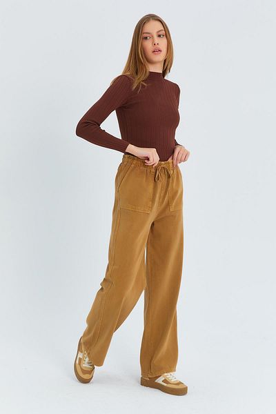 Mixray 4572 Model Camel Colored Γυναικείο Παντελόνι Palazzo - Piece Paint