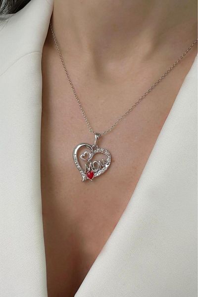 Modex Mom Enamel Heart Figure Necklace Mother's Day Gift