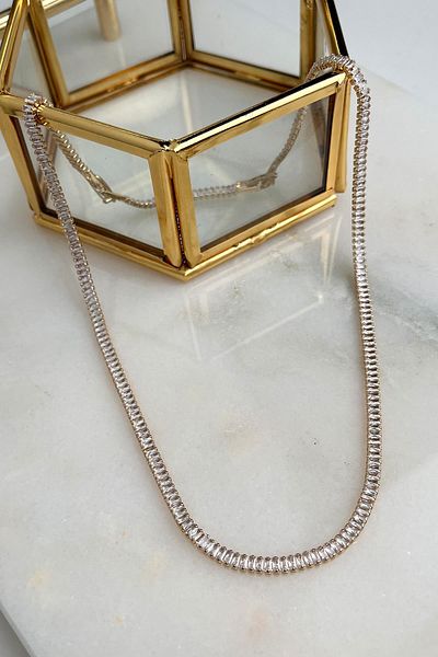 Modex Zircon Baguette Stone Waterway Necklace (38 cm)