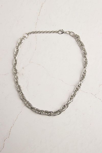 Modex Silver Color Interlocking Chain Necklace (46cm)