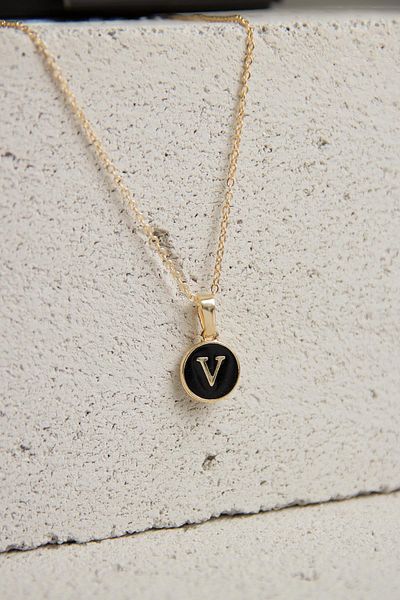 Modex Gold Enamel Letter Necklace