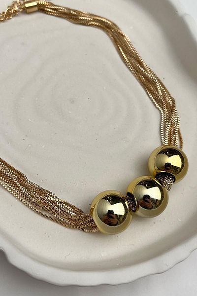Modex Multiple Italian Chain Three Ball Necklace (Size:44+5cm)