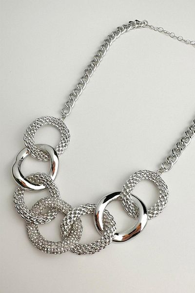 Modex Silver Color Nested Asymmetric Necklace